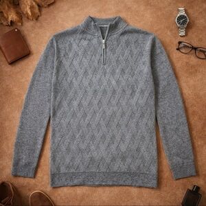 Tommy Bahama 1/4 Zip Pullover Mens 2XL Gray Cable Knit Sweater Preppy Old School